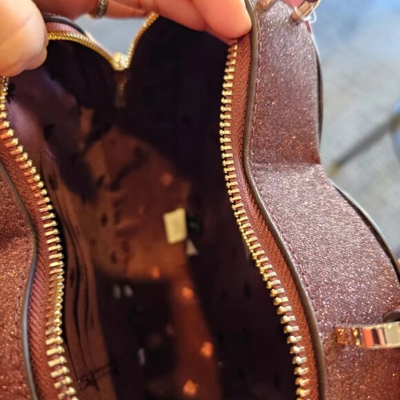 Kate Spade Glitter Heart Crossbody Bag Love Shack Purse Deep Burgundy. New - Picture 6 of 6